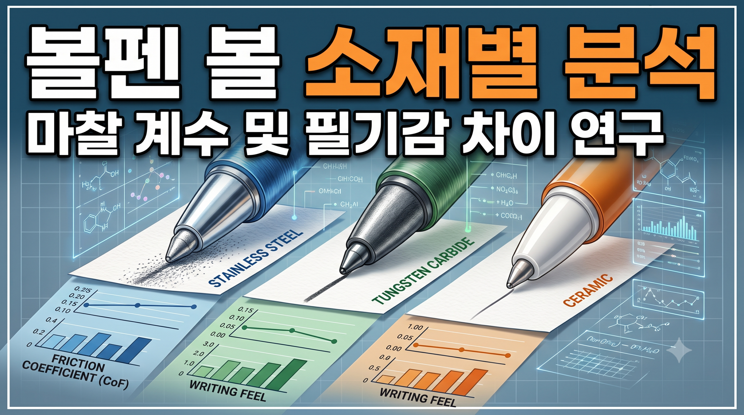 볼펜 볼(Ball) 소재별 마찰 계수 및 필기감 차이 분석
