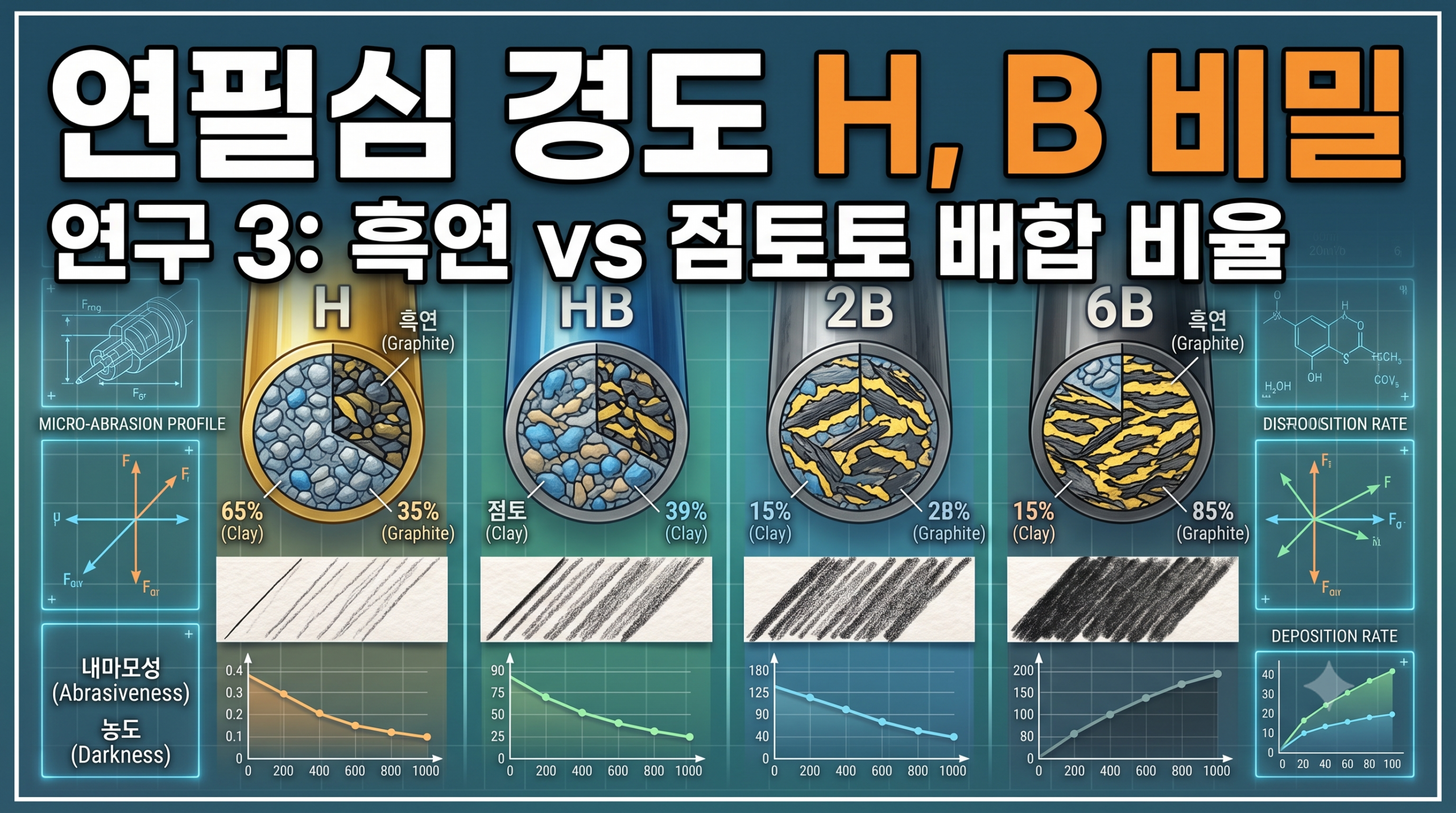 연필심 경도(H, B)에 따른 흑연과 점토 배합 비율 연구